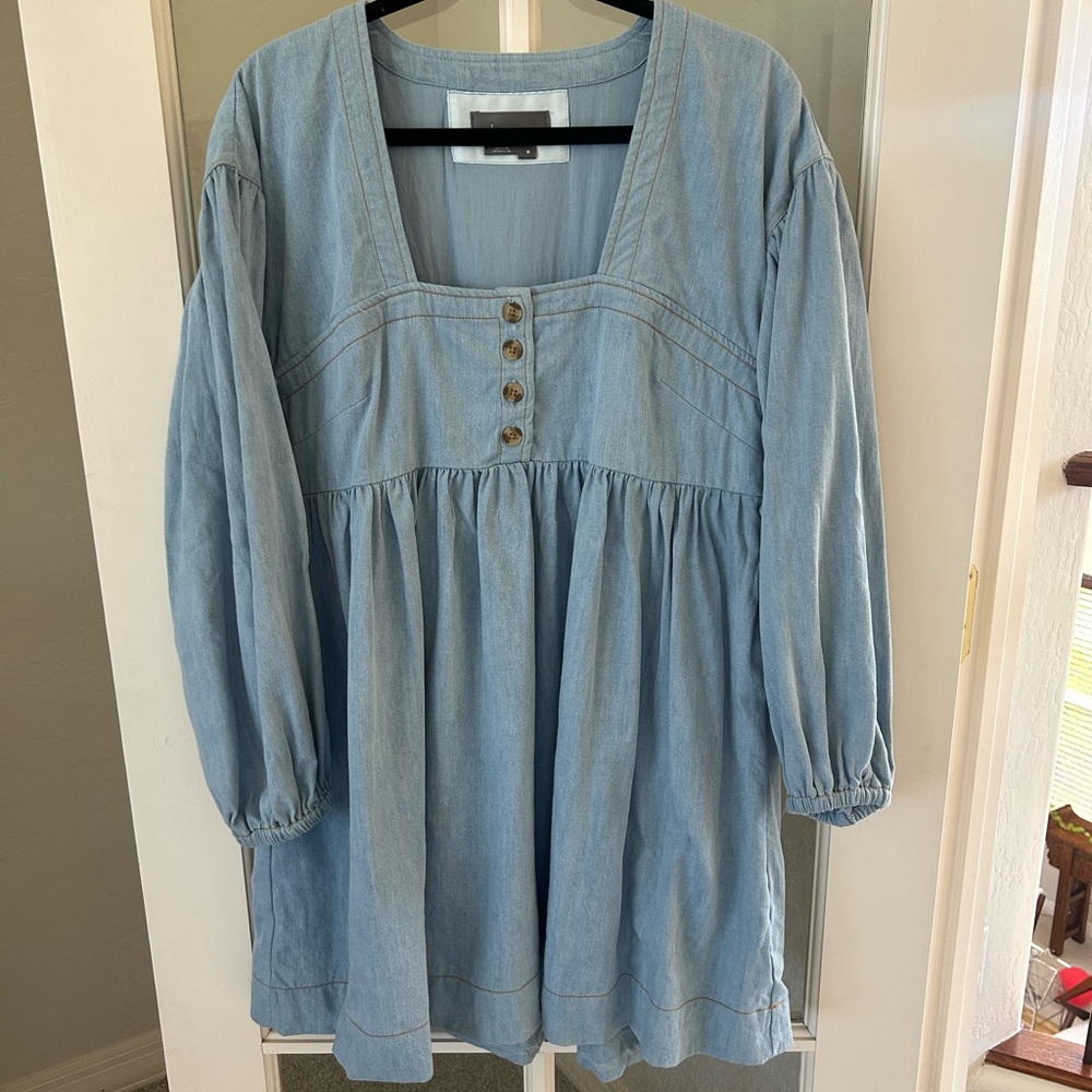 Anthropologie Button-Front Denim Mini Dress